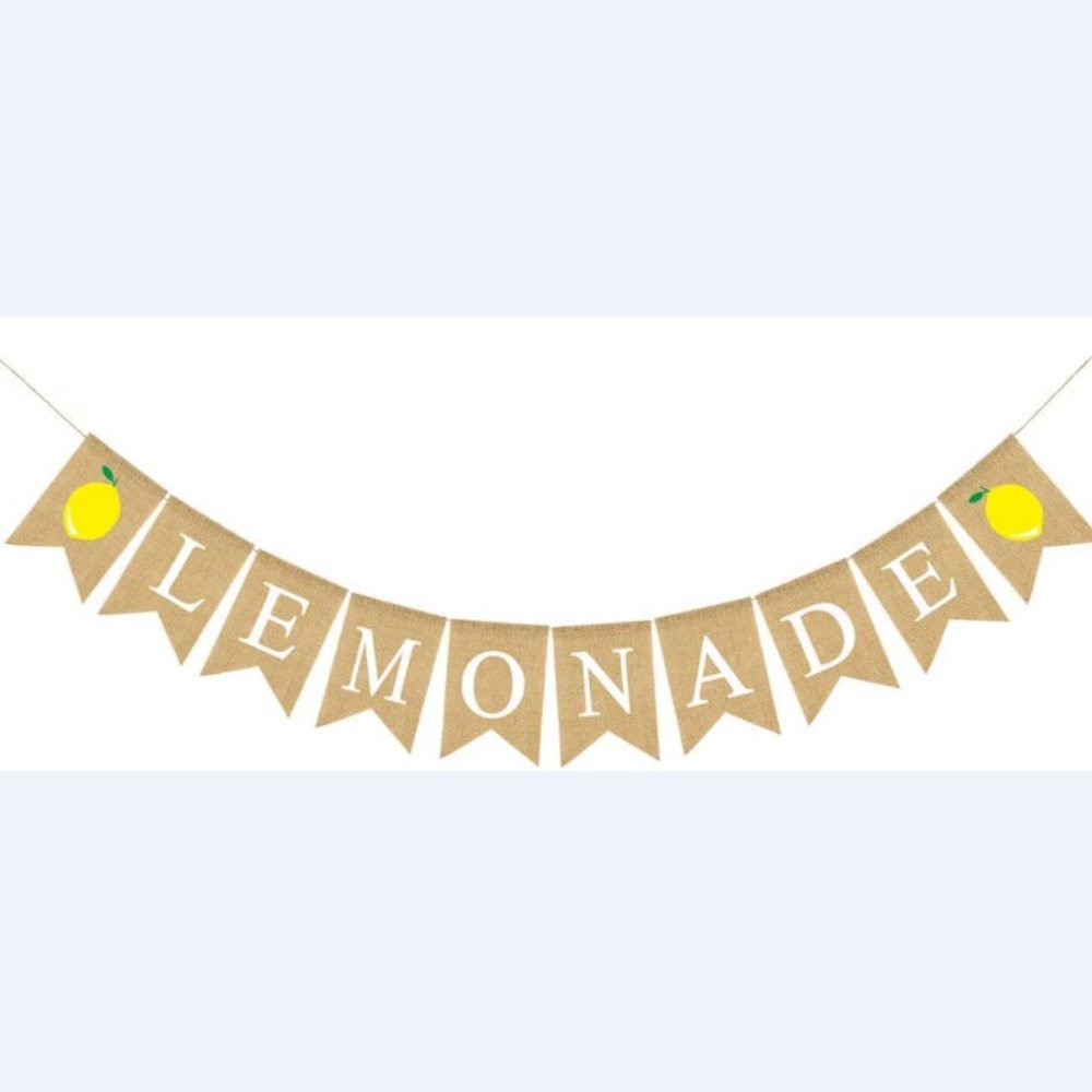 5/$20 NEW Burlap Pre-Strung Adjustable Reusable LEMONADE Banner-Lemon